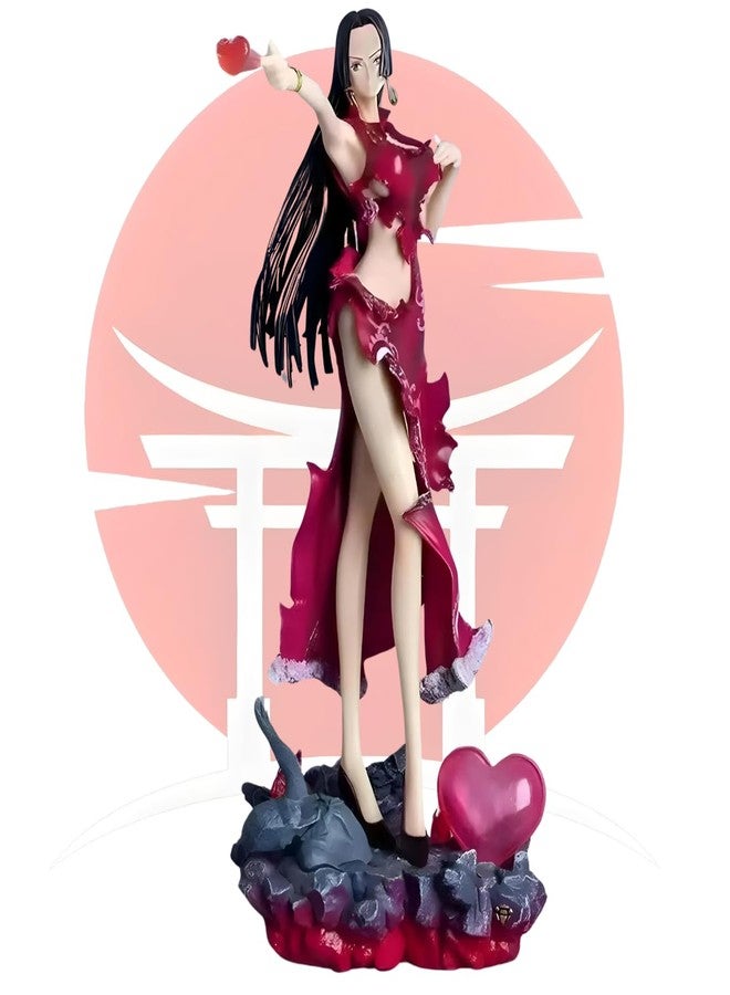 Realmkart Boa Hancock Action Figure 30Cm With Lights Collectible One Piece Anime Action Figure Replica With Heart Base,for One Piece Anime Fans Snake Princess Boa Hancock PVC & Resin,Pinkish Red - Image 4